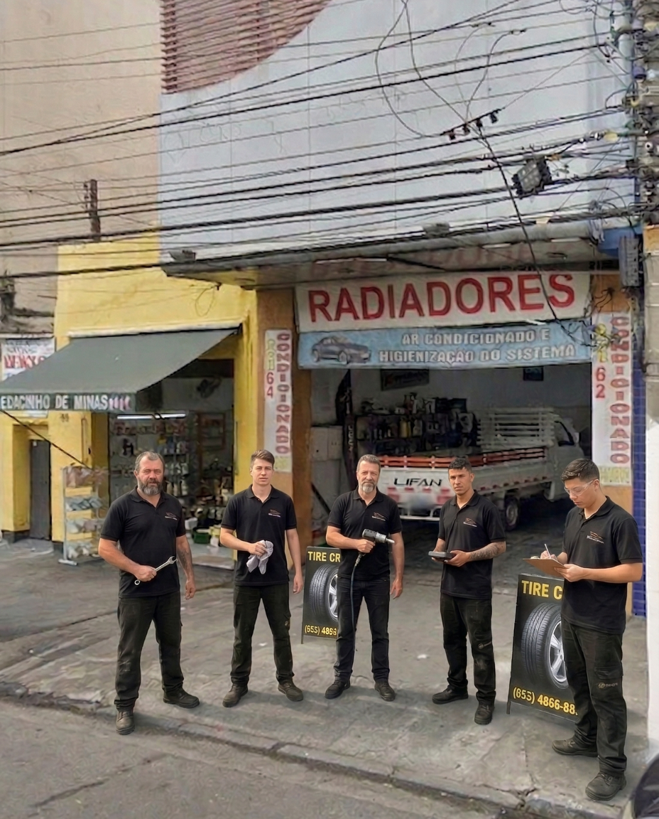 Equipe de sócios e mecânicos da AUTOCENTER VALLE